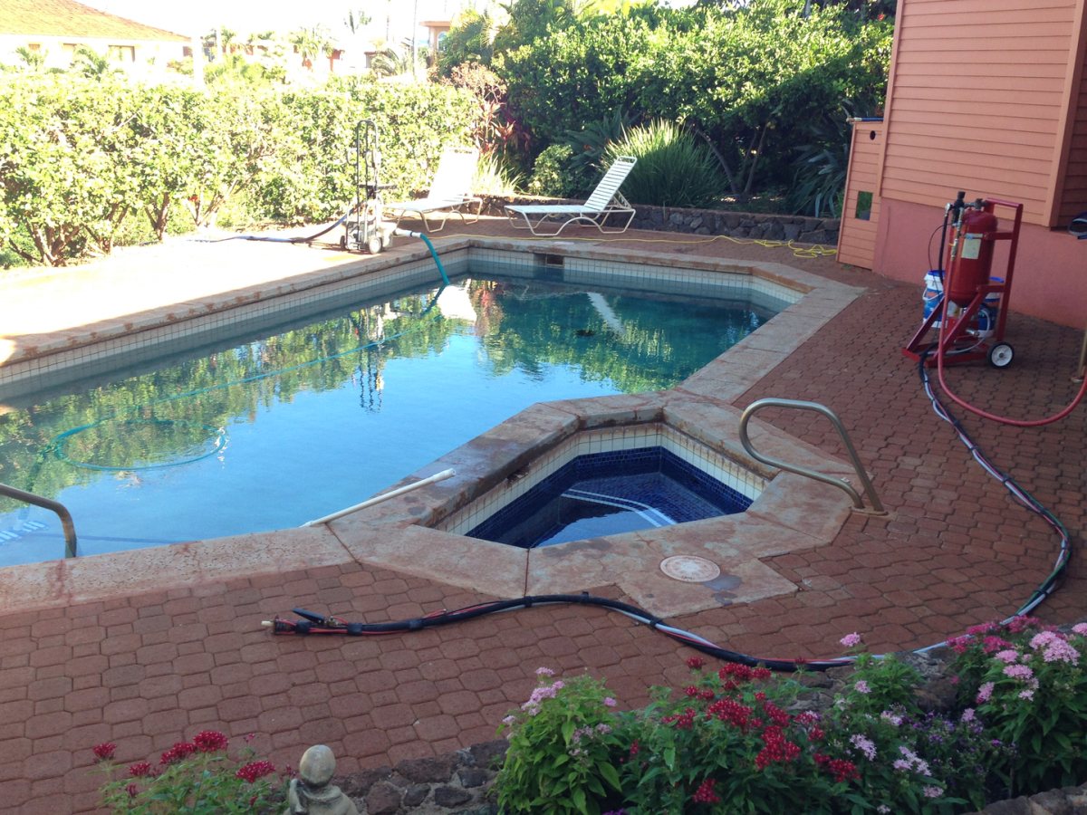 How to Clean Up Pool Tile using Soda Blasting